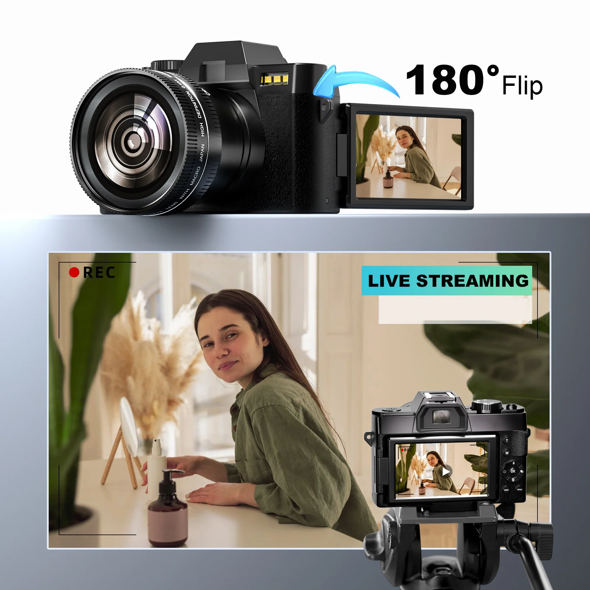 NBD compact digital photography camera 4K wireless network camera retro Vlog recorder YouTube 48MP camera 3 "flip screen - Image 3