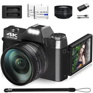 Compact Digital Photography Camera 4K WIFI Web Cam Vintage Vlog Video Recorder YouTube 56MP Camcorder 3" Flip Screen Macro Lens