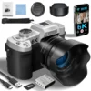 6K Digital Camera for Photography and Video Autofocus Anti-Shake 84MP YouTube Vlogging Camera 3'' 180° Flip Screen with Flash