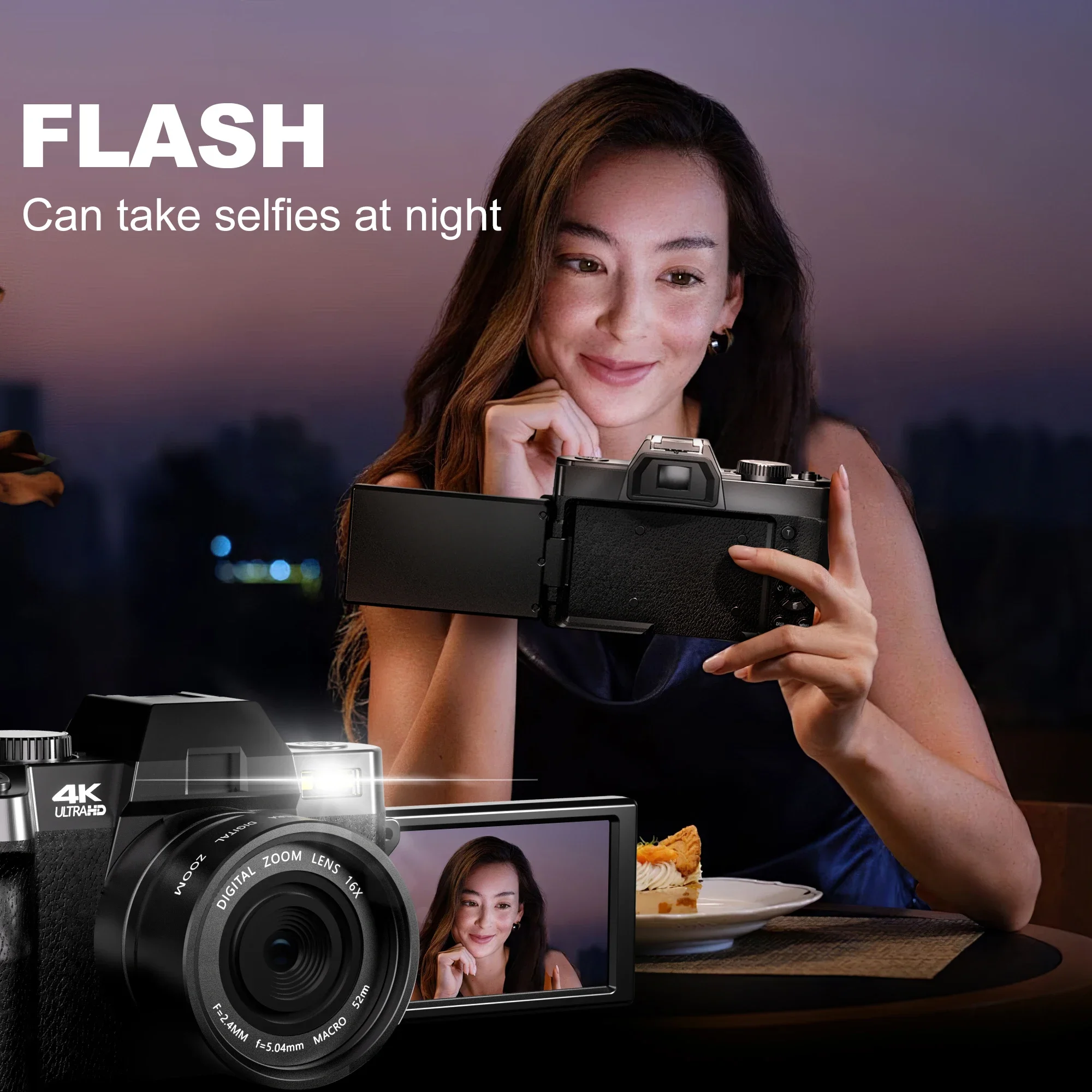 NBD compact digital photography camera 4K wireless network camera retro Vlog recorder YouTube 48MP camera 3 "flip screen - Image 2