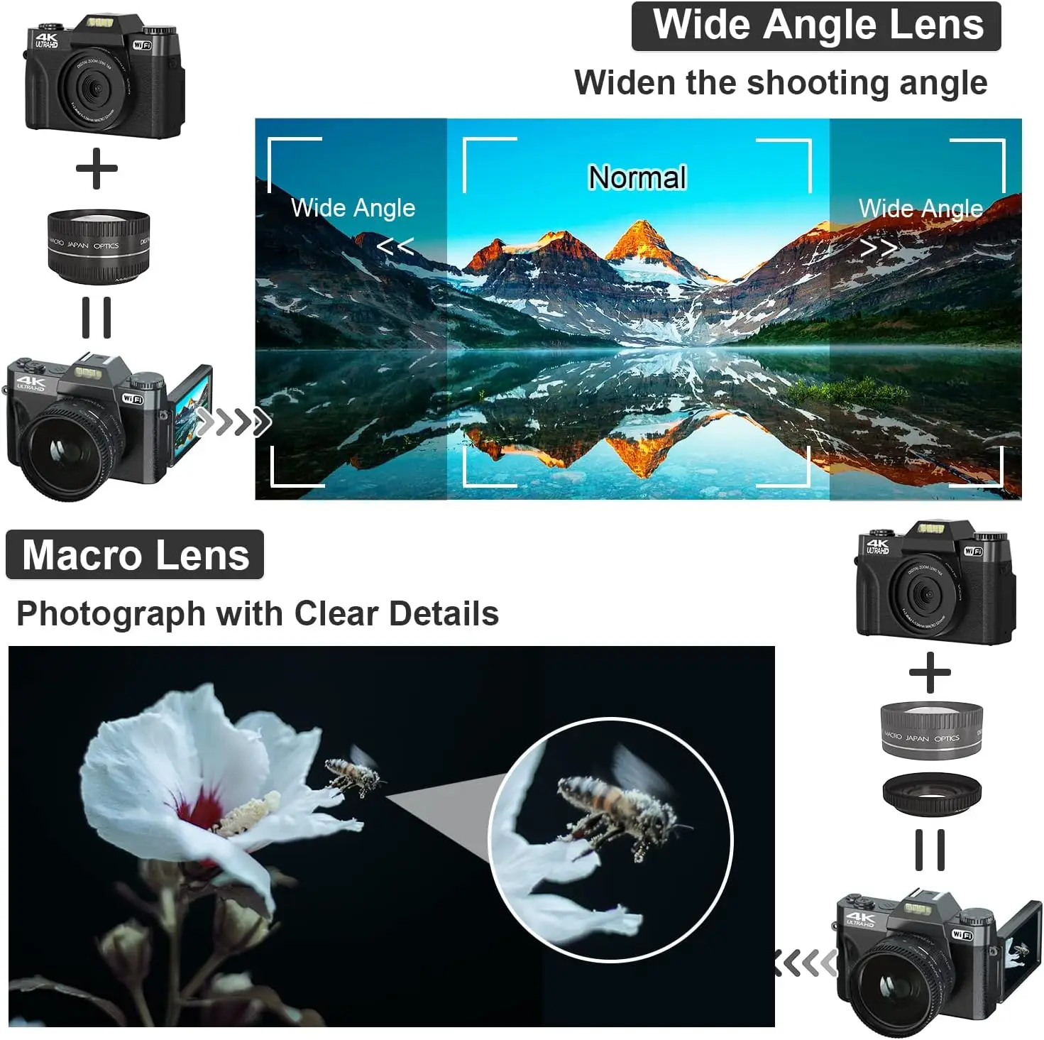 Compact Digital Photography Camera 4K WIFI Web Cam Vintage Vlog Video Recorder YouTube 56MP Camcorder 3" Flip Screen Macro Lens - Image 3