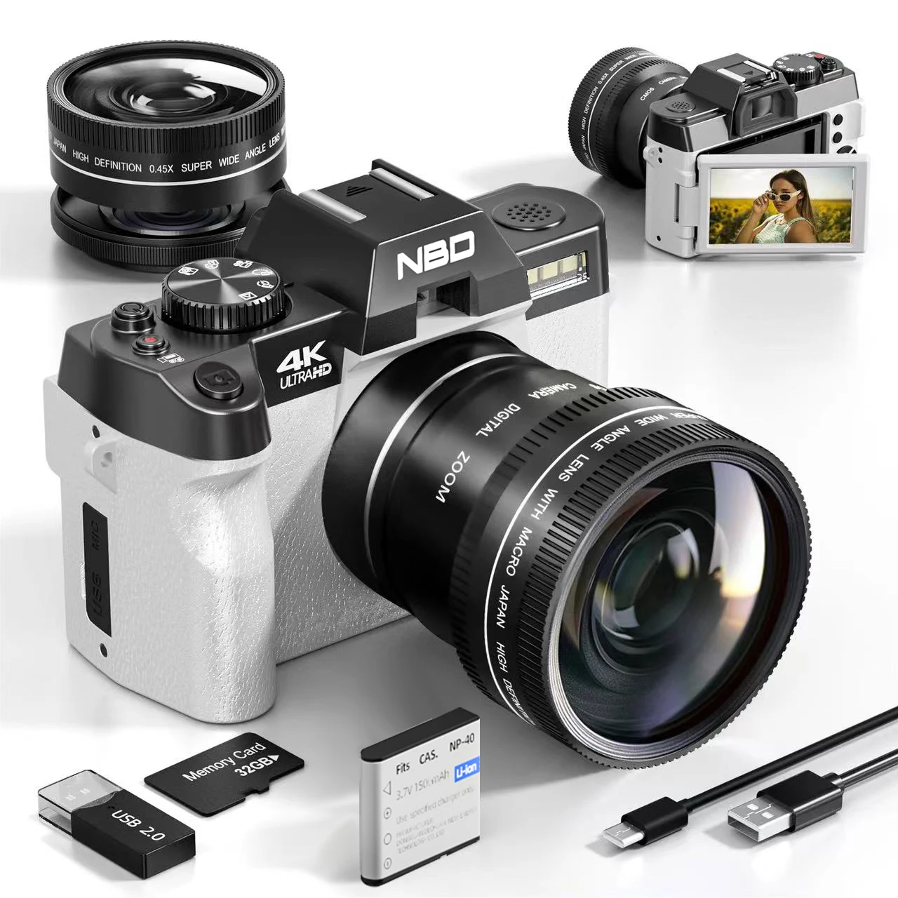 NBD Compact Digital Photography Camera 4K WIFI Web Cam Vintage Vlog Video Recorder YouTube48MP Camcorder 16X Digital Zoom Camera